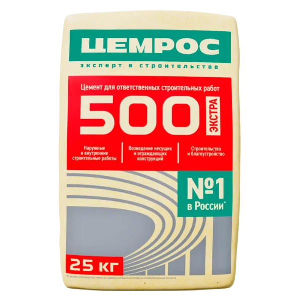 Цемент Цемрос M500 ЦЕМ I 42.5 Н 25 кг